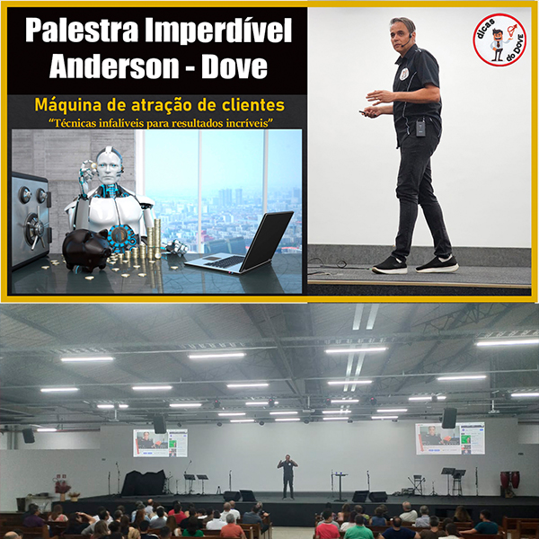 Palestra Máquina de Atração de Clientes com Anderson Dove apresentando técnicas para gerar leads 24h