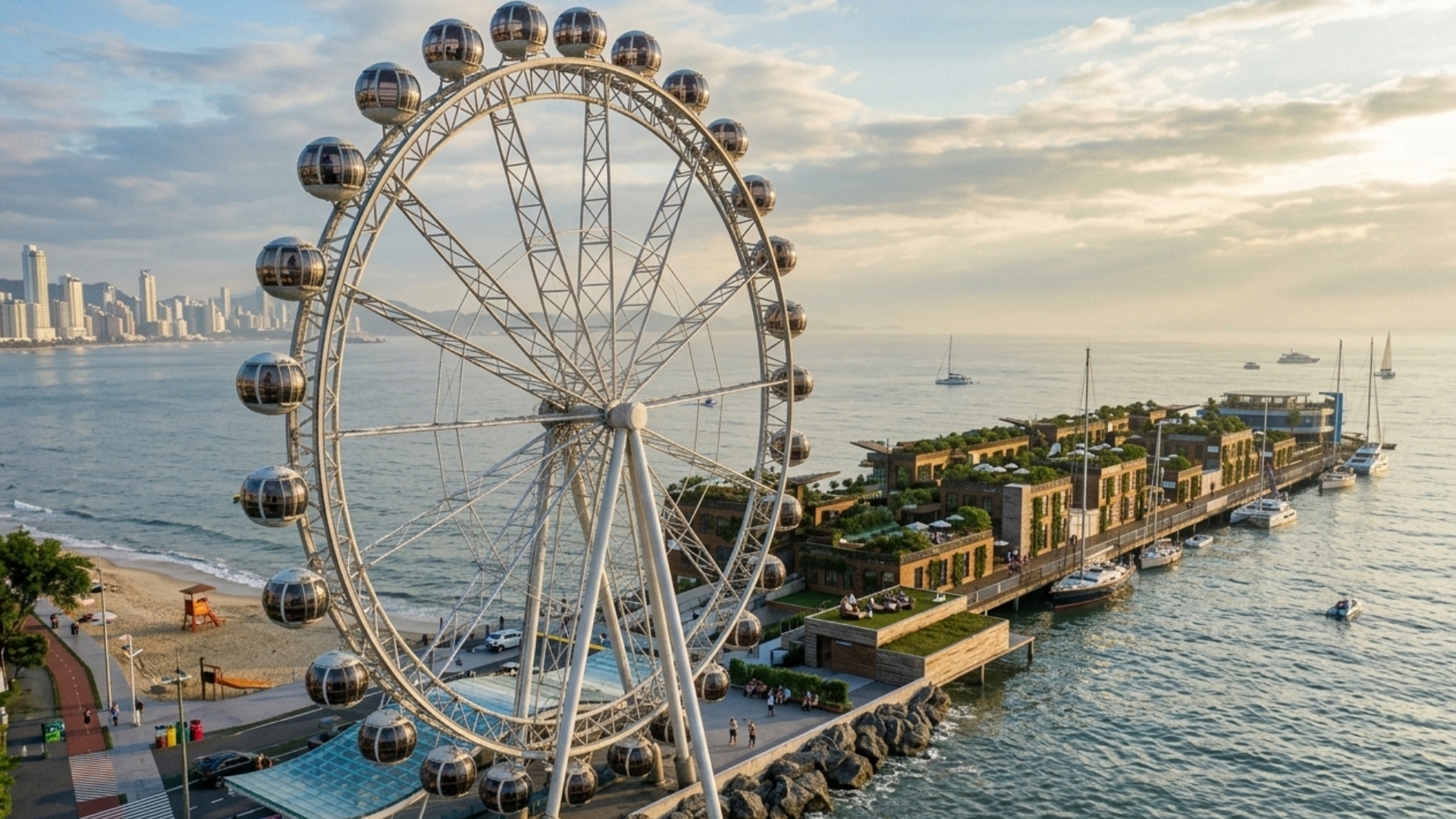 Roda-gigante It Wheel no Píer Oporto de Itapema SC com vista para o mar e cabines climatizadas